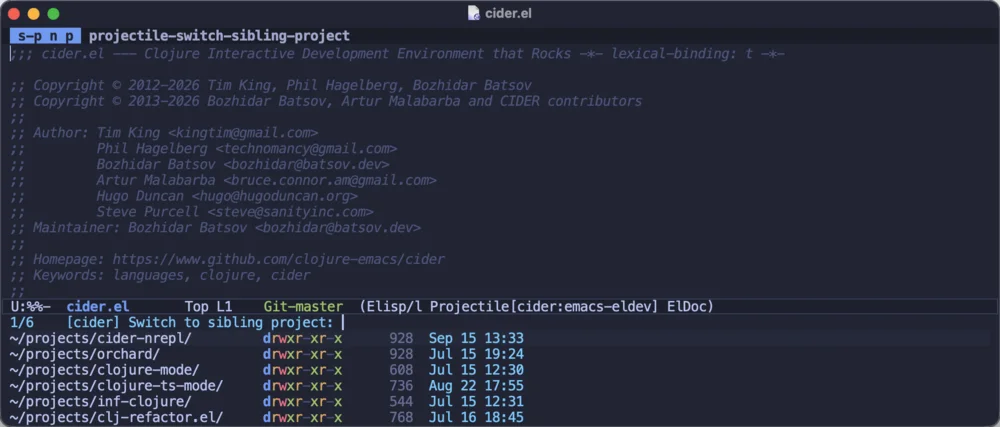 A list of CIDER's sibling projects to switch to
